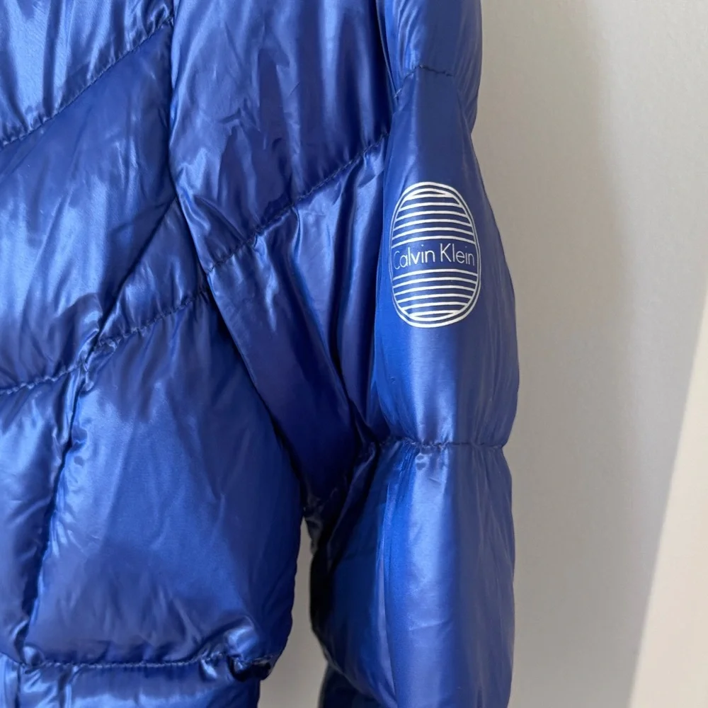 Calvin Klein Women's Royal Blue Puffer Coat - Picture 3 of 4